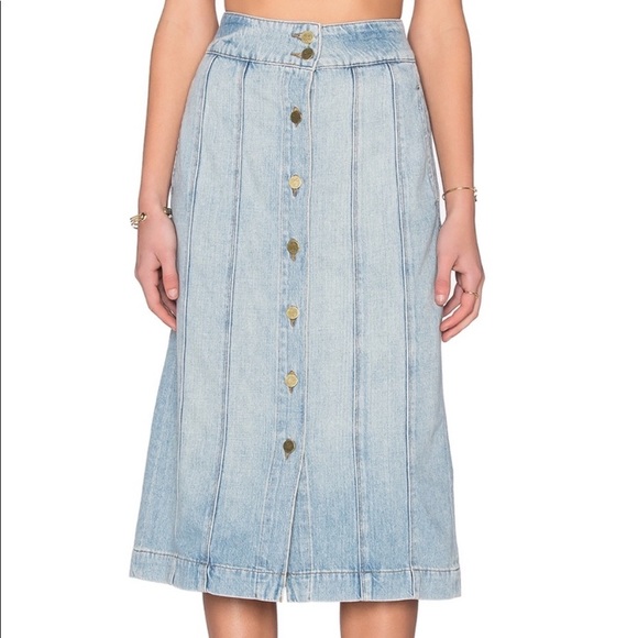 frame denim midi skirt